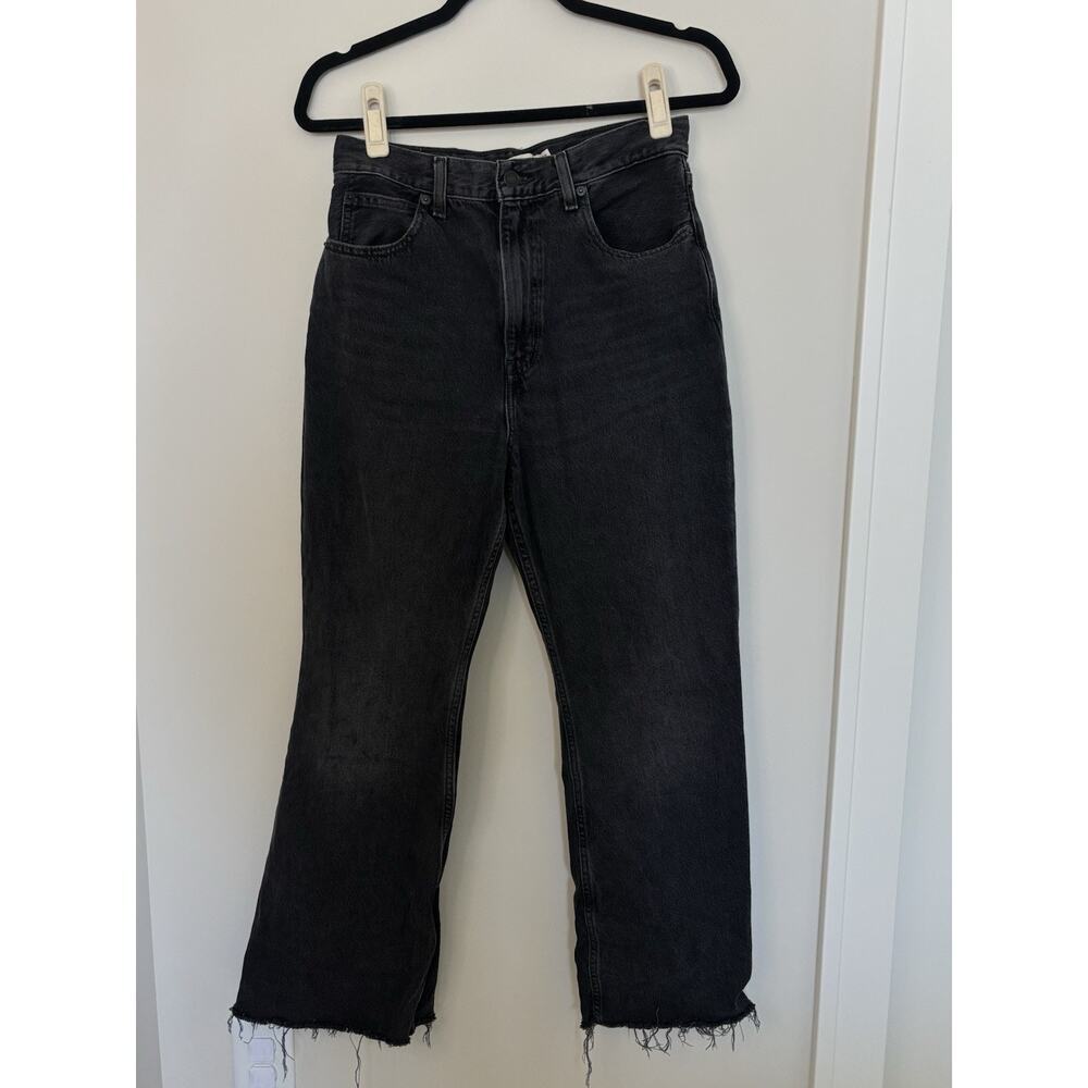 Levi's Jeans Women 28 70s High Rise Flare Black Raw Hem Festival Designer Classi